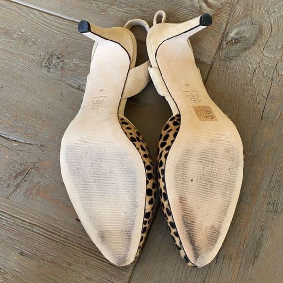 Anthropologie Carmen Salas Cheetah Calf Hair Leather Slingback Pumps 9.5 - Picture 9 of 10